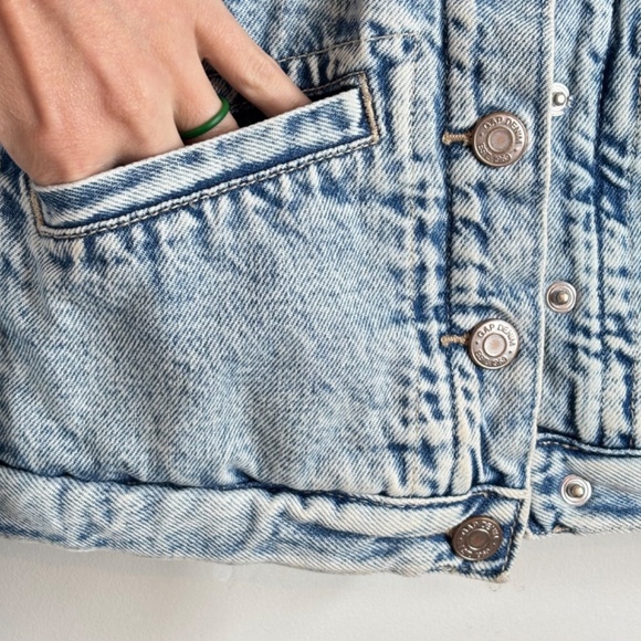 Gap Kids Sherpa Lined Icon Denim Jacket 14-16 Trucker Jacket Heavy Classic Warm - Picture 5 of 12